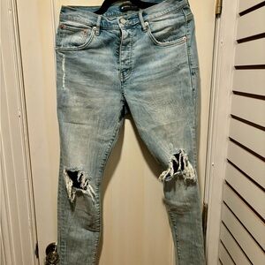 PURPLE BRAND LIGHT BLUE DISTRESSED JEANS - SIZE 31